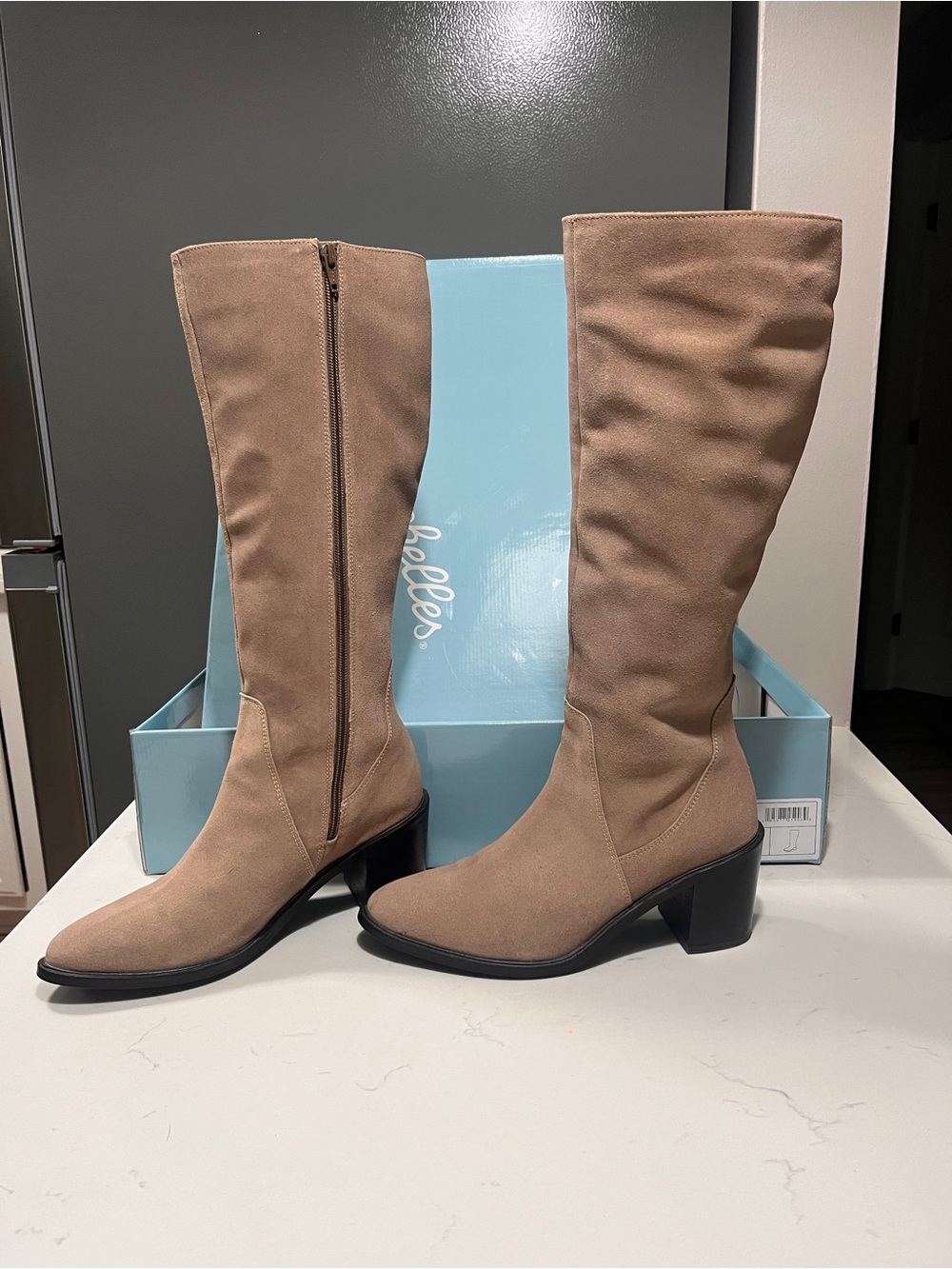 Seychelles Taupe Knee-High Suede Heeled Boots